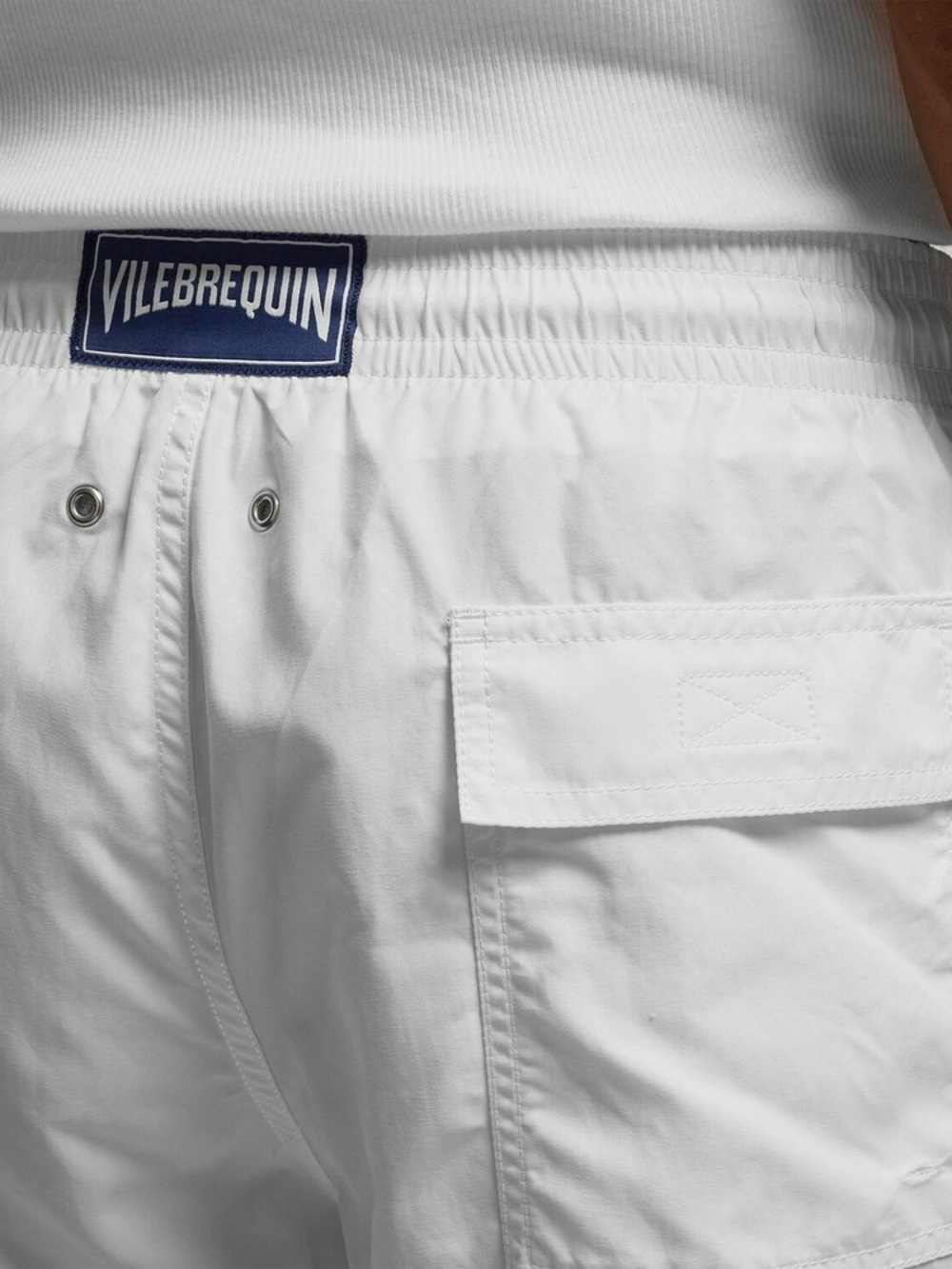 Vilebrequin Men’s White Cargo Swim Shorts with Back Pocket